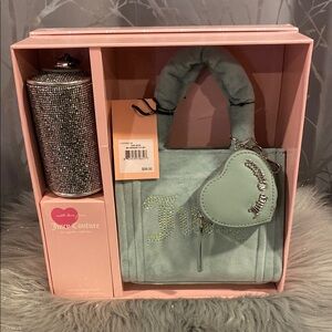 BNWT JUICY COUTURE Viral Cool Blue Green 3 Piece Big Spender Satchel Gift Set